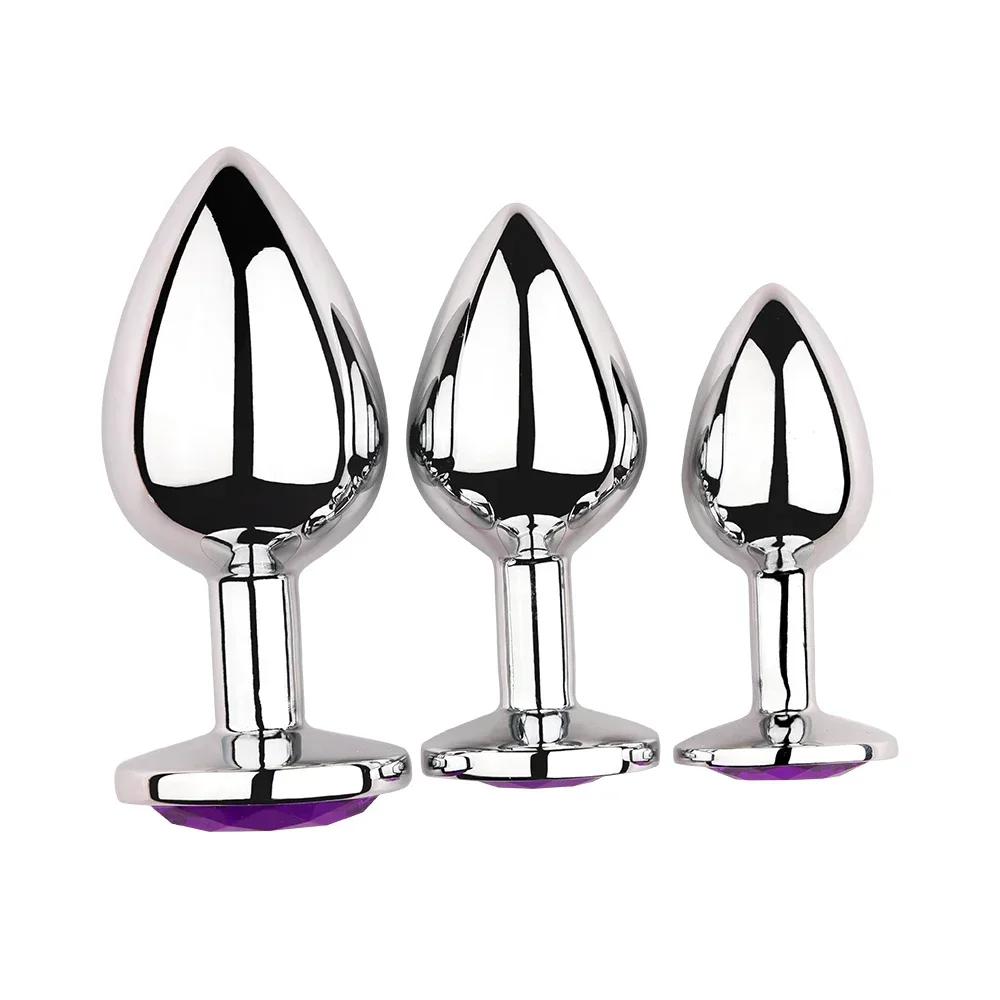 1Pcs, Metal anal plug Jewelry base, novice player to senior player 5 size, Butt g-point massage, sex toys