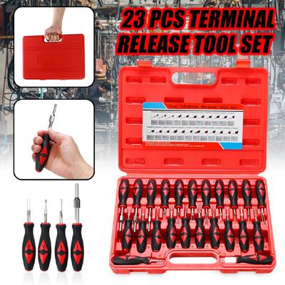23-teiliges Universal-Terminal-Entriegelungswerkzeug-Set, Kabelbaum-Stecker-Entferner-Werkzeugpaket, Handwerkzeug-Set mit Kunststoff-Werkzeugkasten