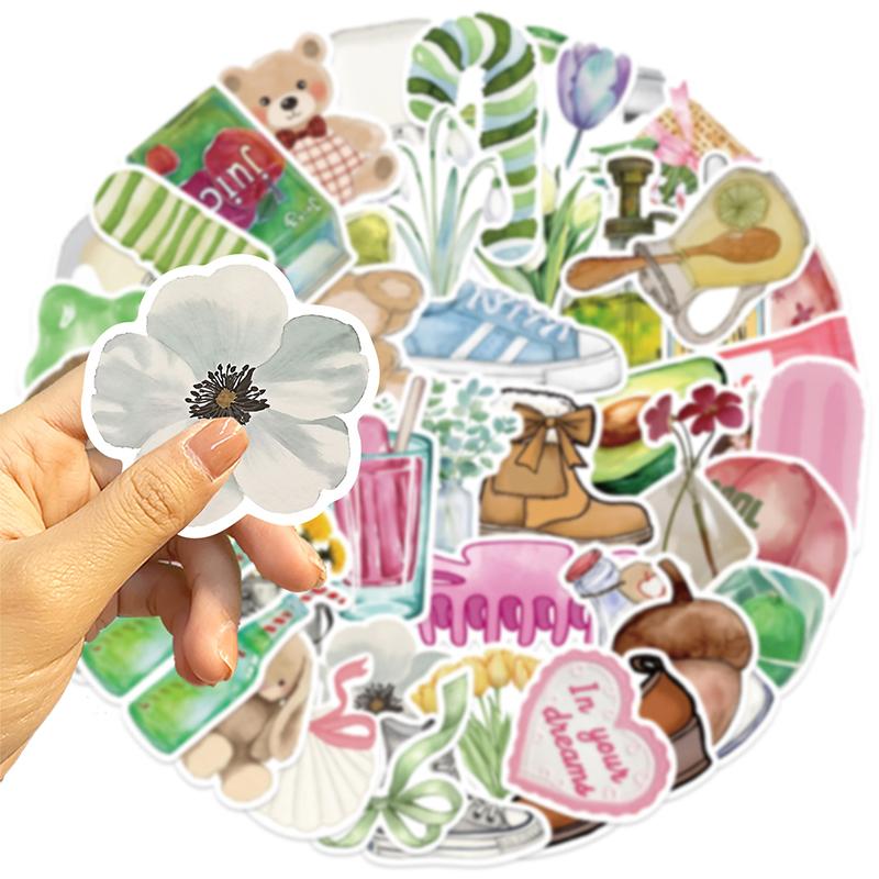 50PCS Aesthetic Stickers The Clean Girl Stickers VSCO Graffiti Watercolor Decals Vinyl Waterproof Stickers Laptop Water Bottle