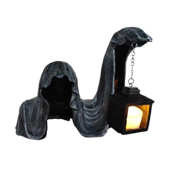 Grim Reaper Statue Gothic Black Robe Mystery Man Ornament Scary