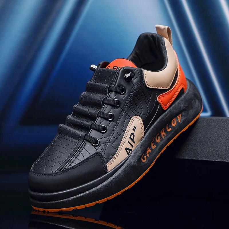 

Модные мужские кроссовки на платформе для мужчин 2024 года, новые вулканизированные кроссовки для мужчин, повседневные кроссовки на шнуровке, дышащие, повседневные спортивные туфли 39 оранжевый