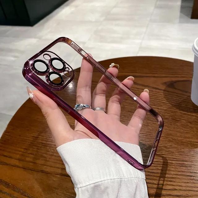 Luxury Plating Clear Silicone Phone Case For iPhone 15 14 13 12 11 Pro Max Lens Protection Case Back Cover