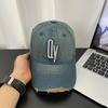Washed Denim Hat for Men, Korean Style Vintage Sunshade Baseball Cap, Fashionable and Versatile, Embroidered Soft-top Distressed Duckbill Cap for