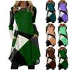 Women's Fashion Casual Printed Round Neck Pullover Loose Long Sleeve Dress