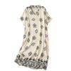 Short Sleeve Plus Size Cotton Vintage Floral New In Dresses for Women Casual Loose Long Summer Dress