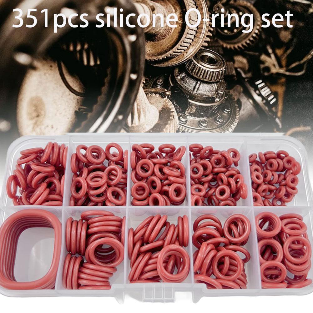 351pcs Silicone O Set, 10 Sizes, Oil And Heat Resistant,  O Combo Pack Suitable For Automotive Repair, Water Pipe Seal