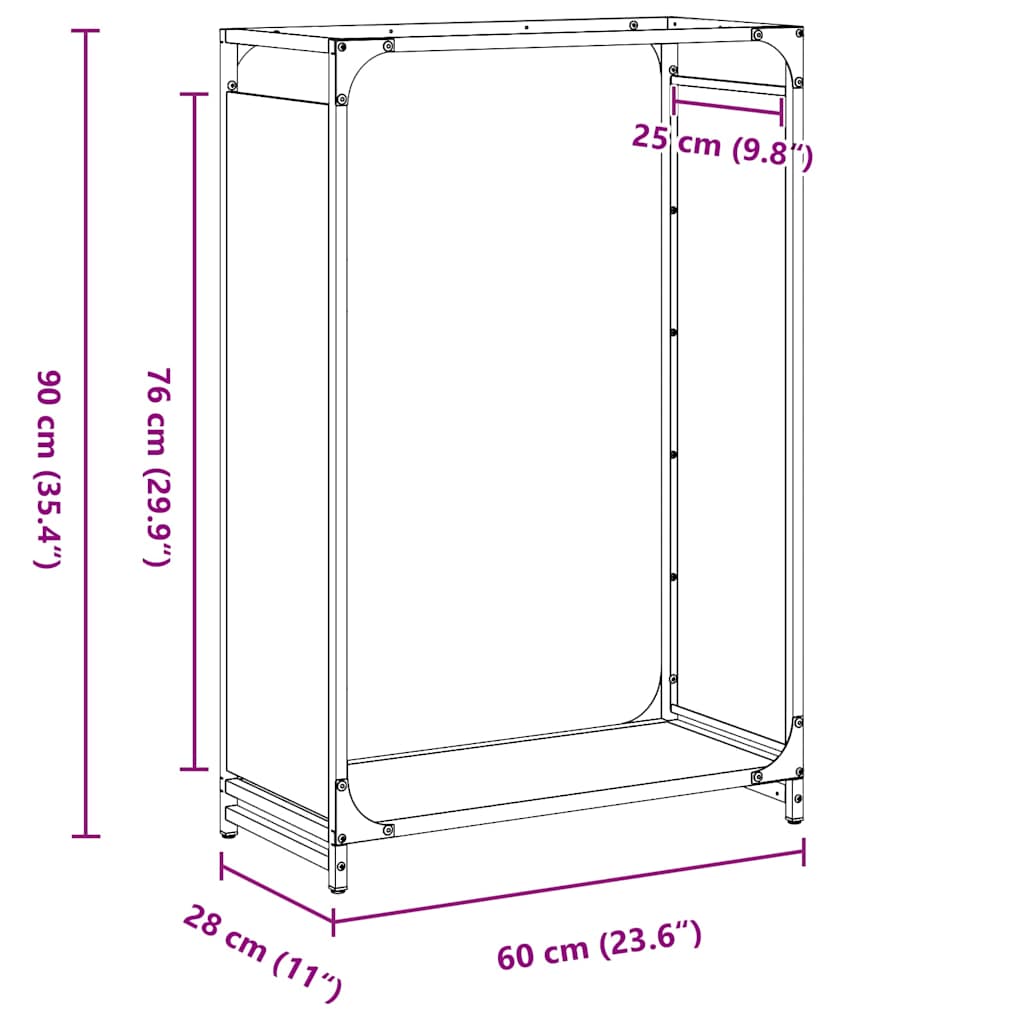 Firewood Rack White 60x28x90 cm Cold Rolled Steel