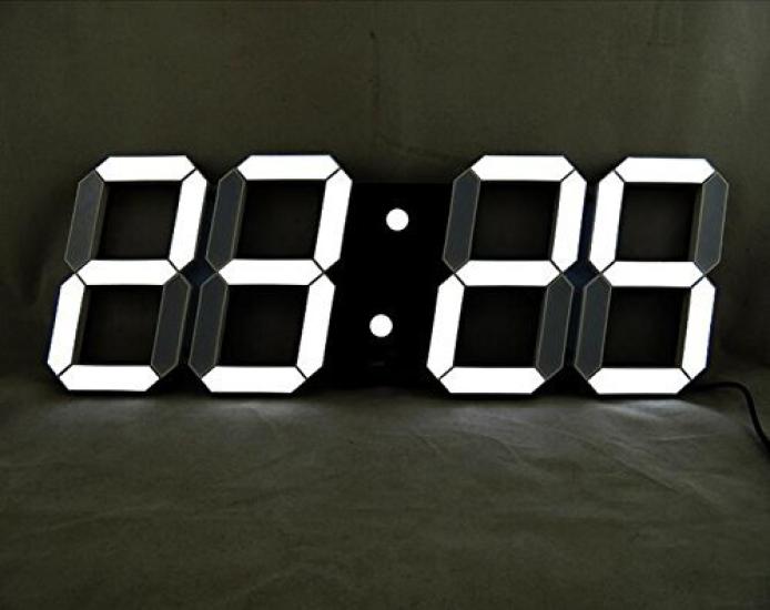 VANGOOD LED Wall Mount Digital Clock 3D 3D Wall Clock with Remote Control and USB Power Adapter - (Black)