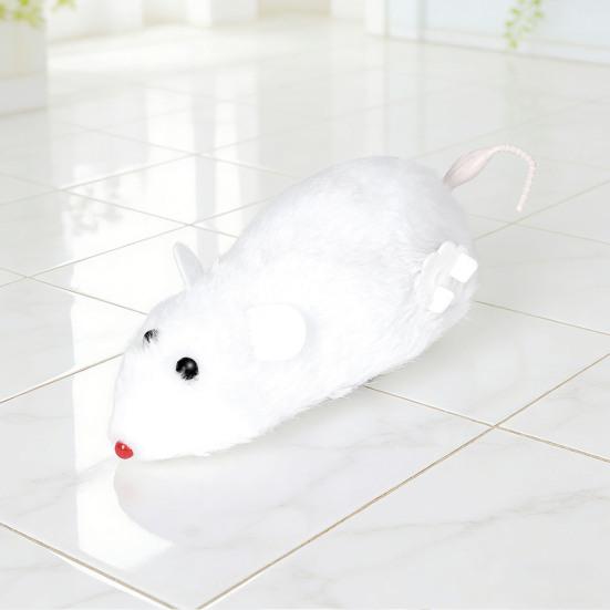 Wind-Up Mouse Cat Toy Plush Mouse with Rotating Tail Automatic Moving Mouse Interactive Cat Toy for Pounce Chasing Hunting Instinct Simulation
