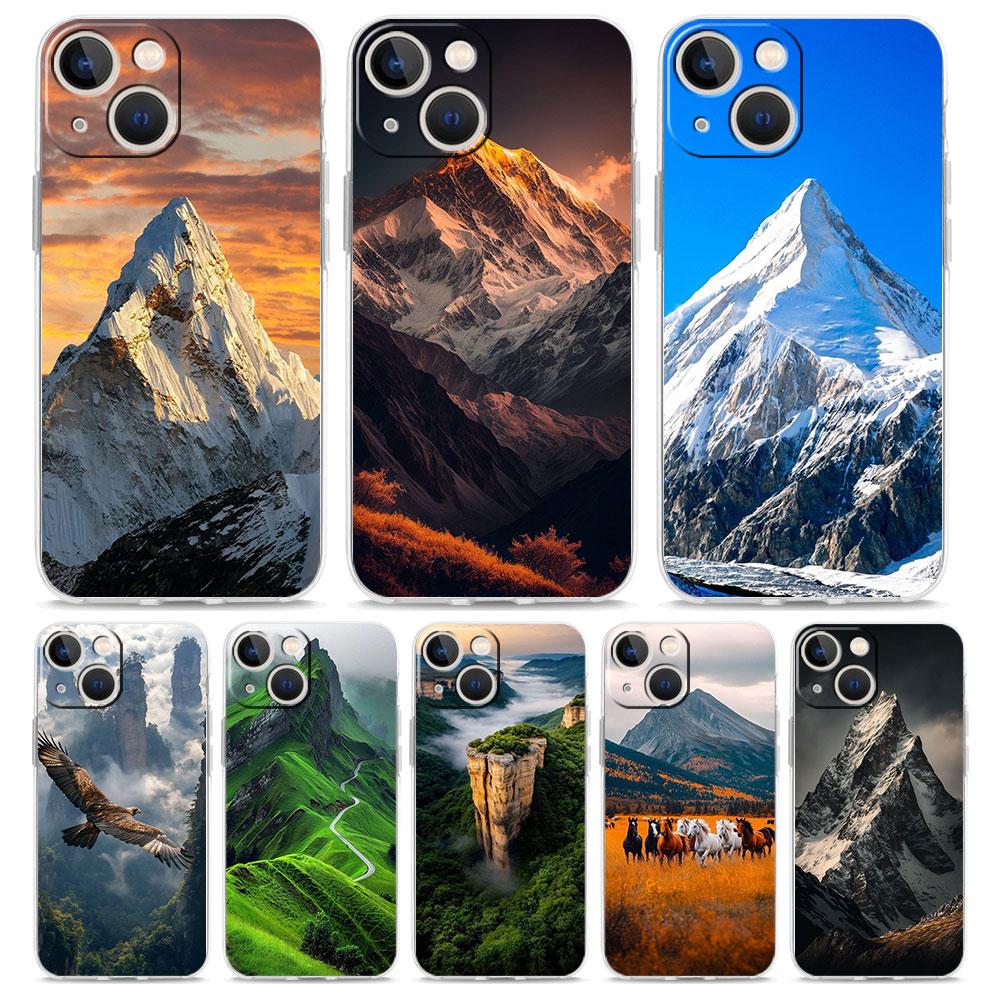 Phone Case For iPhone 17 Air Cases iPhone 16 15 12 13 14 Pro Max SE 7 8 Plus iPhone11 Clear Cover Mountain Peaks Landscape