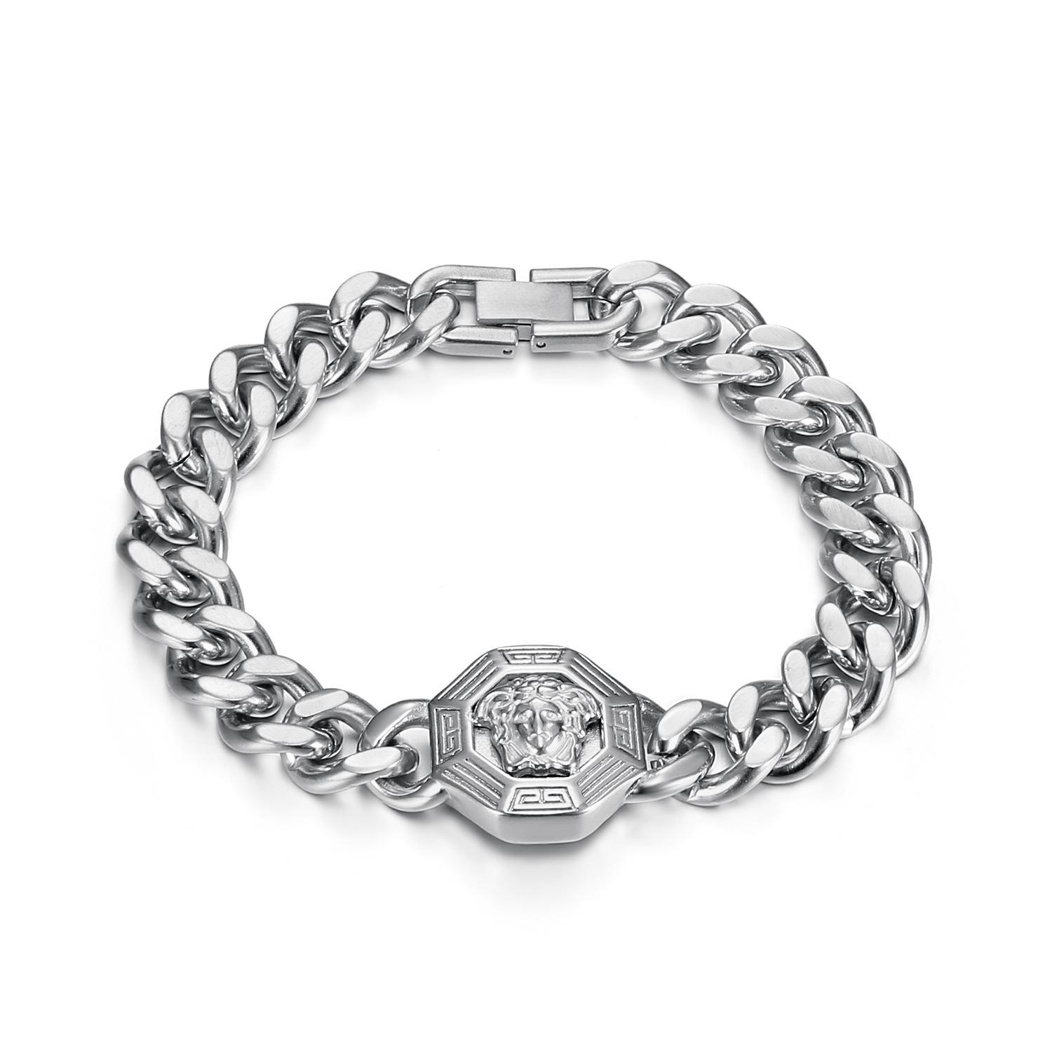 Inlaid Zircon Retro Rune Flat Chain Bracelet, 2026 Square Fanjiamei Head Bracelet, Exquisite Gift Accessory 25CM
