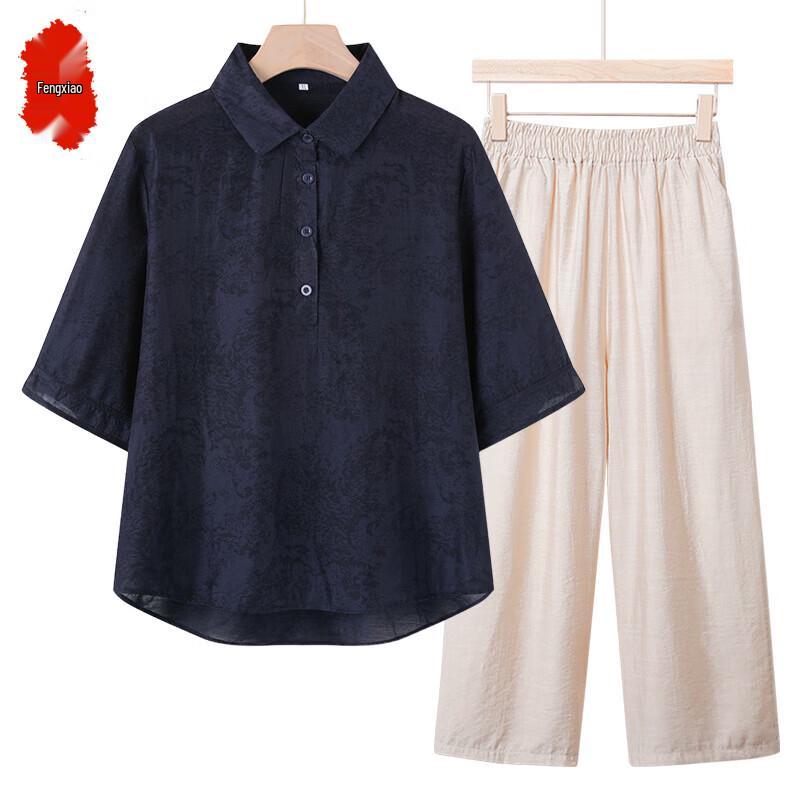 Women s Floral Cotton Linen Summer Top Set
