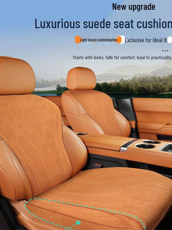 Ideal I8 Car Seat Cushion - All-Season, Universal Fit, Breathable Perforated Suede