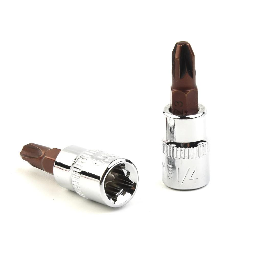 6pcs 1/4 Inch Drive Cross Socket Bit Set PH1 PH2 PH3 PZ1 PZ2 PZ3 Screwdriver Bits Chrome Vanadium Steel Wrench Hand Tool