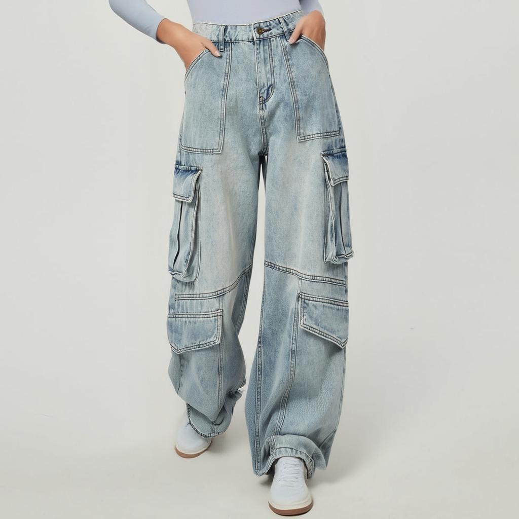 Women's Trousers Large Size Stretch Jeans Loose Semi-Elastic Pants