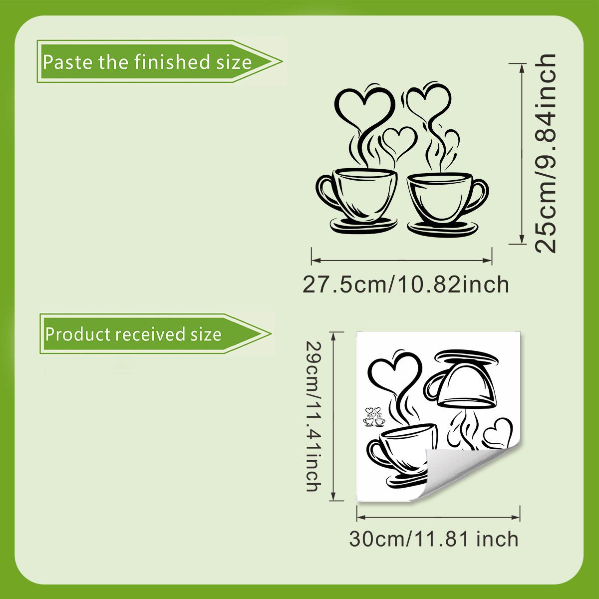 

Простые наклейки на стену в виде кофейных чашек в форме сердца для украшения кухонной плитки 30*30cm