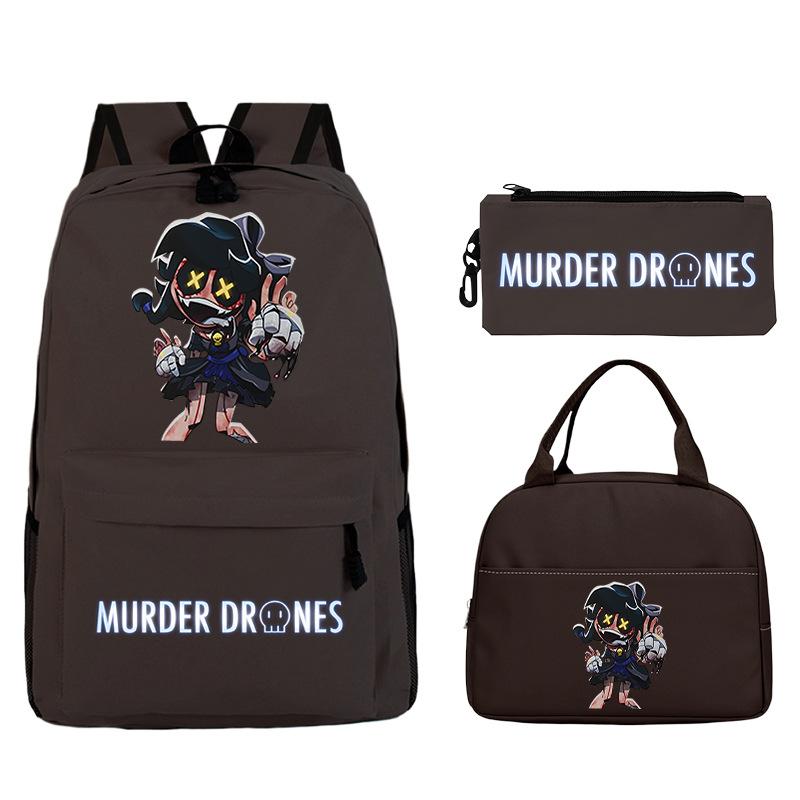 Murder Drones Printed Children's Backpack Pencil Bag Meal Bag Set Large Capacity Student School Bag
