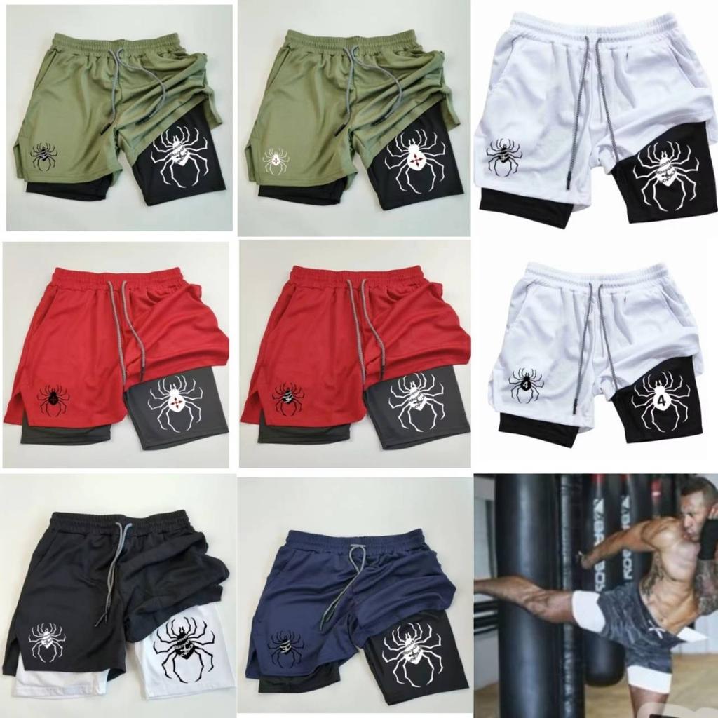 Muay Thai Kick Boxing MMA Shorts Spider Men Women Unisex Double Layer Quick Dry Breathable Training Sport Gym Fitness Workout