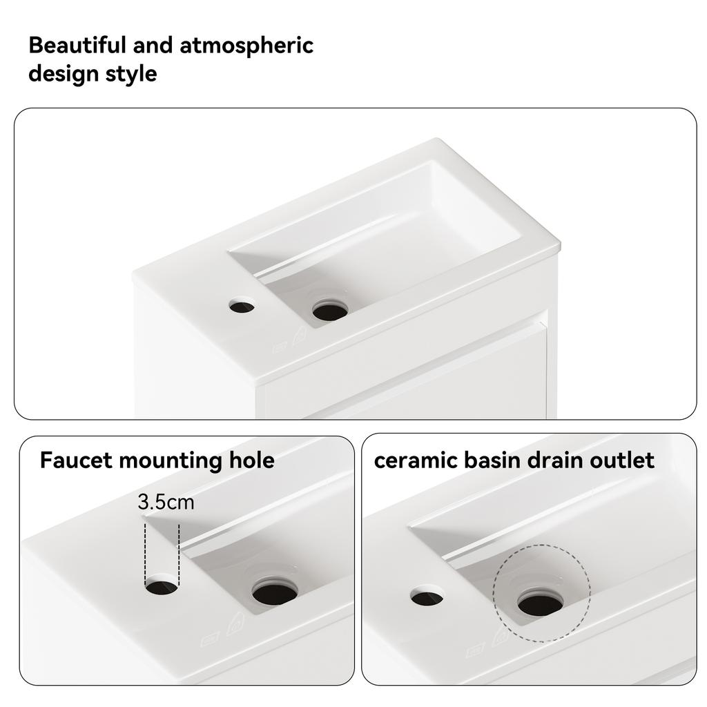 46cm Bathroom Cabinet In White. Ample Storage Cabinet - 1 Soft-Close Door