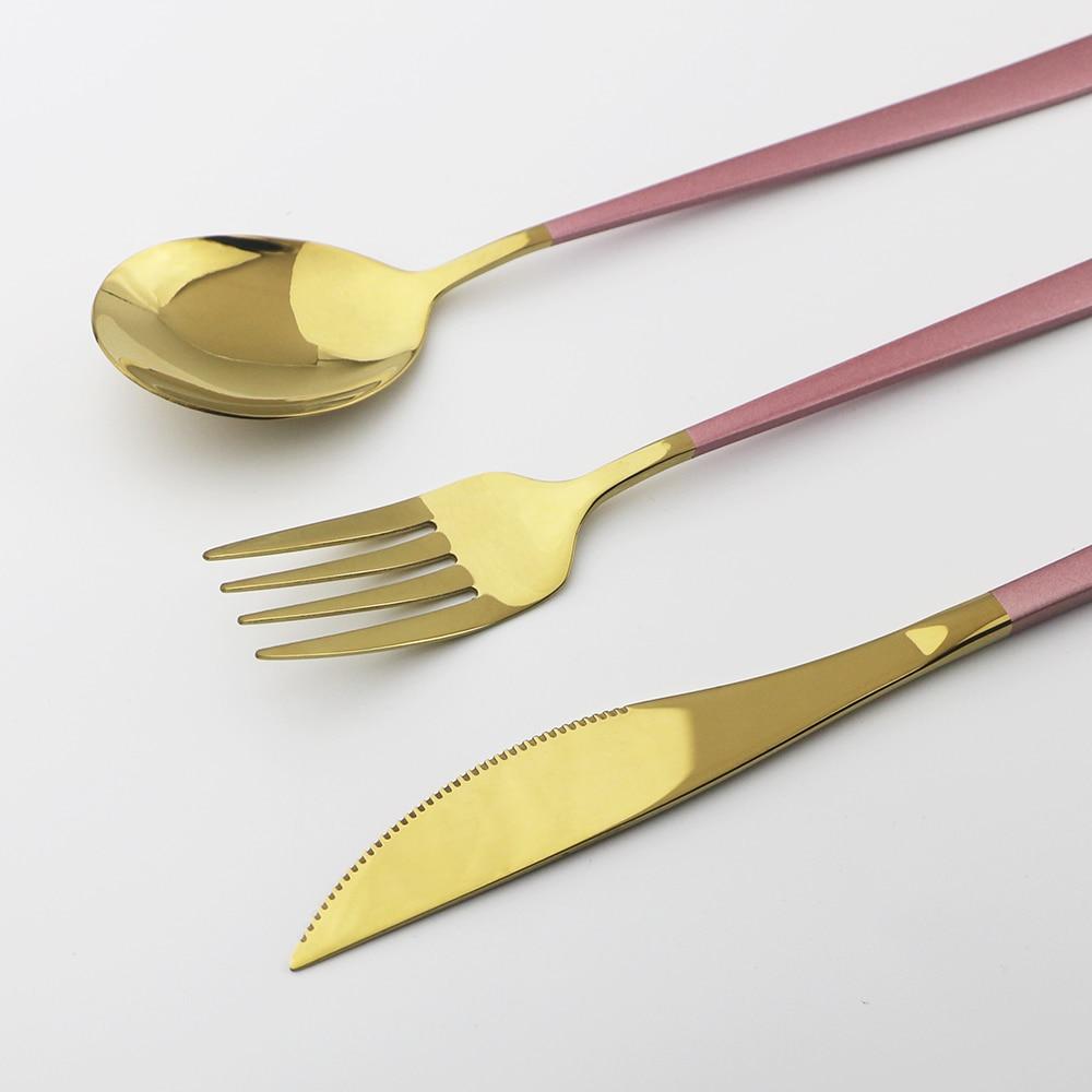 16Pcs Green Gold Dinnerware Set 304 Stainless Steel Cutlery Set Knives Forks Spoons Dinner Set Kitchen Tableware Silverware Set