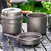 Metal Camping Pots Outdoor Cooking Pots with Folding Handle Camping Cookware for Camping Hiking Picnic Travel