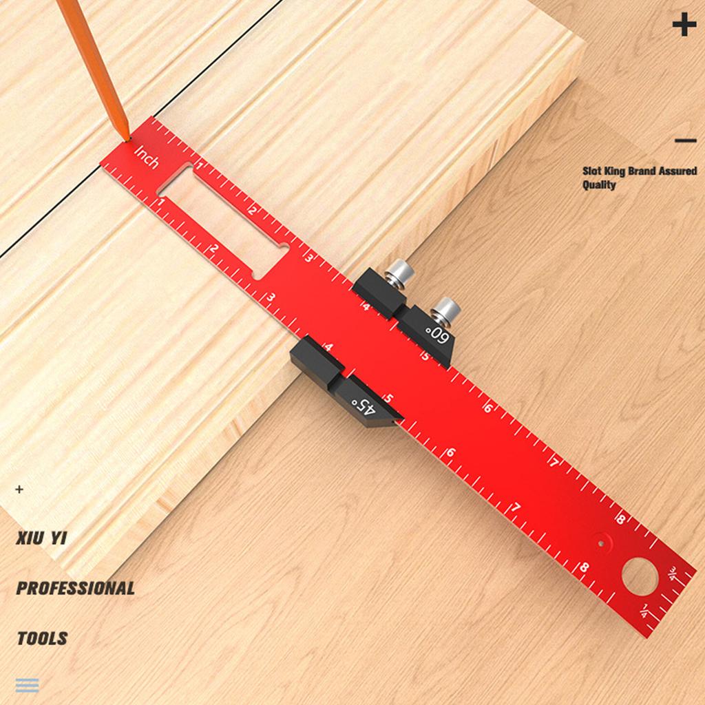 T Track Ruler Woodworking Ruler Precision Pocket Ruler Metal Slide Rule Inch & Metric T Type Scribing Ruler Square Ruler