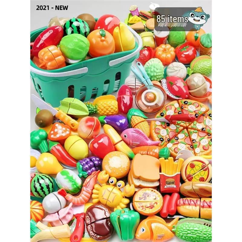 Kids' Velcro Fruit & Veggie Cutting Set - Magnetic Dollhouse Toy for Boys & Girls