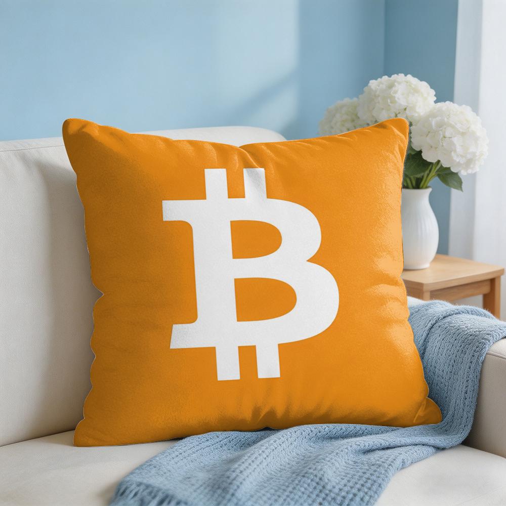 Bitcoin Btc Logo Cool Cushion Cover Square Pillow Bedroom Sofa Leisure Comfort Living Room Home Decoration X