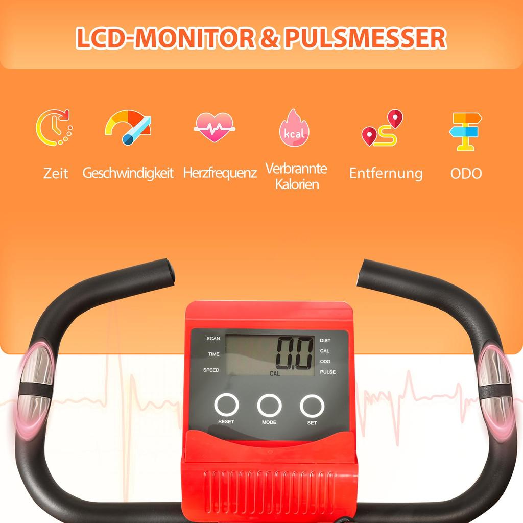 HOMCOM Foldable Exercise Bike, 8 Levels of Magnetic Resistance, Hand Pulse Sensors