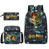 Large Capacity Schoolbag with Shoulder Strap; Student Three-piece Pencil Case Set