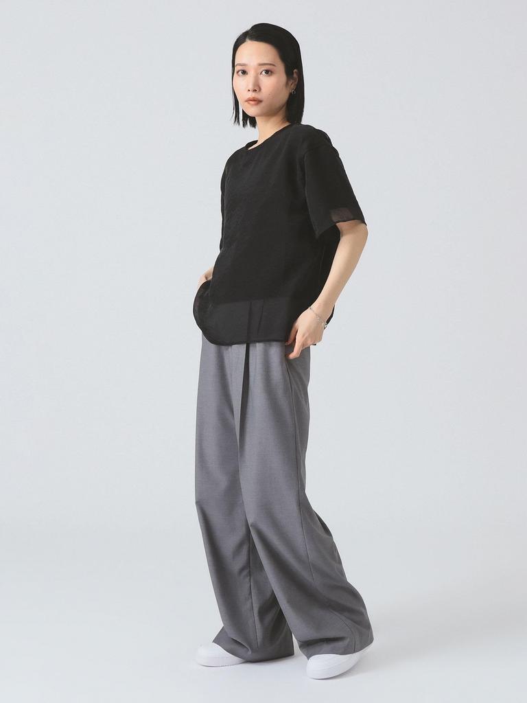 Ray Beams TEE Organza Layered One Size S/S T-Shirt, Women's, Black,
