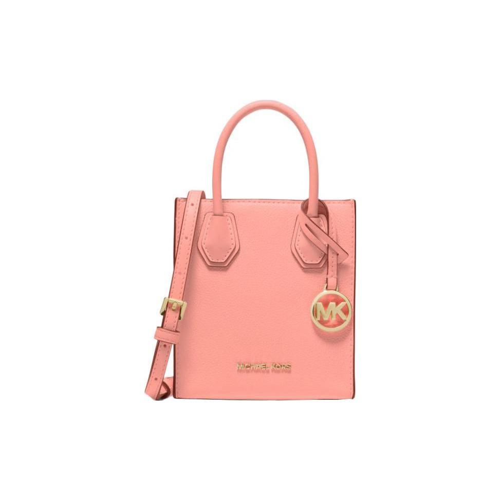 New MICHAEL KORS Mercer Leather Trunk Bag, Handbag, Shoulder Bag, Crossbody Bag Trumpets Women's Soft Pink 35S1GM9T0L-SHERBERT