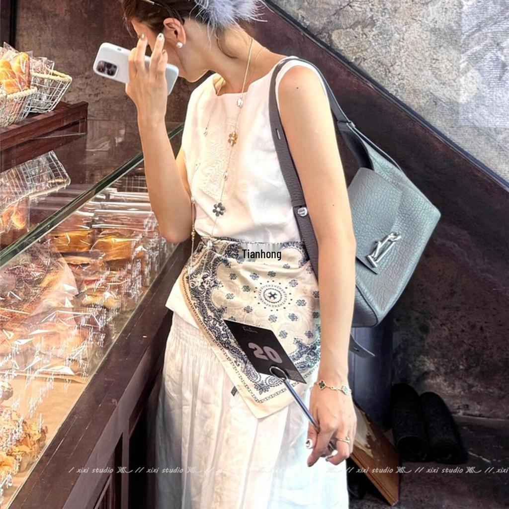 French Paisley Waist Apron Scarf Belt 2025