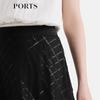 PORTS Women's 2025 Spring/Summer Black A-Line Midi Skirt