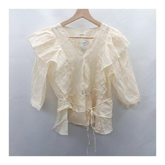 DHOLIC Ruffle Shoulder Sheer Half Sleeve Shirt Size Free Ivory Women s E [Used]
