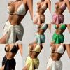 Sexy Weiß Halter 3PCS Gebunden Rock Bikini Set Frauen Hohe Taille Geschnitten Badeanzug Weiblichen Push-UP Bademode Backless Badeanzug
