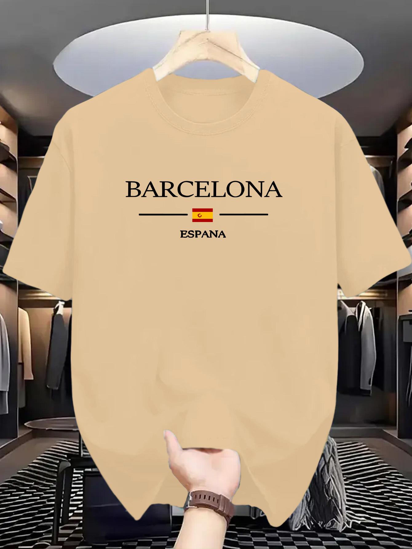 

Men s New Spanish Casual Letter Print Short Sleeve T-Shirt XXXL
