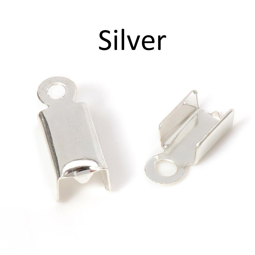 200pcs Cove Clasps Cord End Caps String Ribbon Leather Clip Tip Fold Crimp Bead Connectors for Jewelry Making DIY Supplies