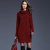 Women's Autumn and Winter Solid Color Slim Knit Dress Spring High Neck Medium Long Elegant Sweater