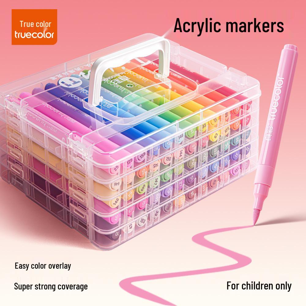 Washable Soft-Tip Acrylic Markers – Blendable, Non-Bleeding, Perfect for Student Art & Painting, Includes Paint Brushes.