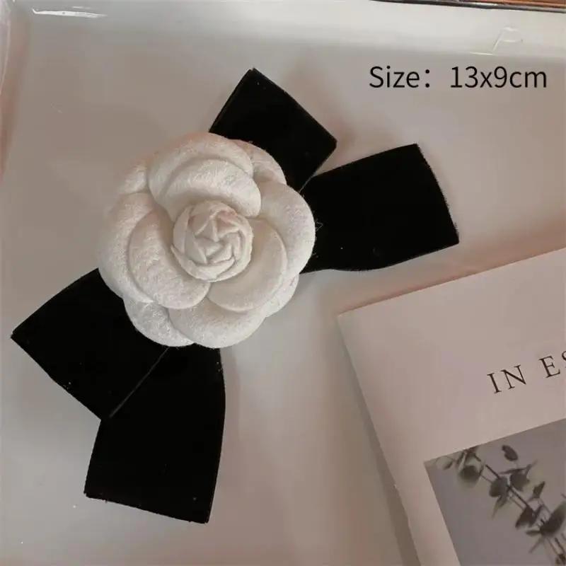 French Vintage Fabric Art Bow Tie Brooches Camellia Flower Corsage Pins Shirt Collar Accessories Fashion Jewelry Gifts For Women