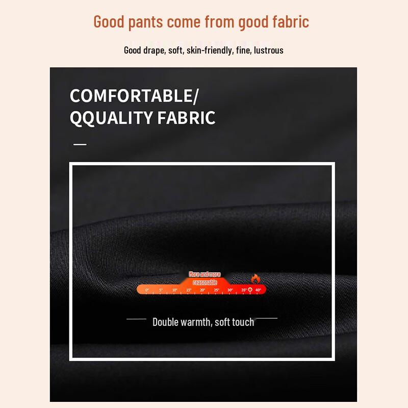 ROMON Men's Thickened Elastic Straight-Leg Business Casual Pants