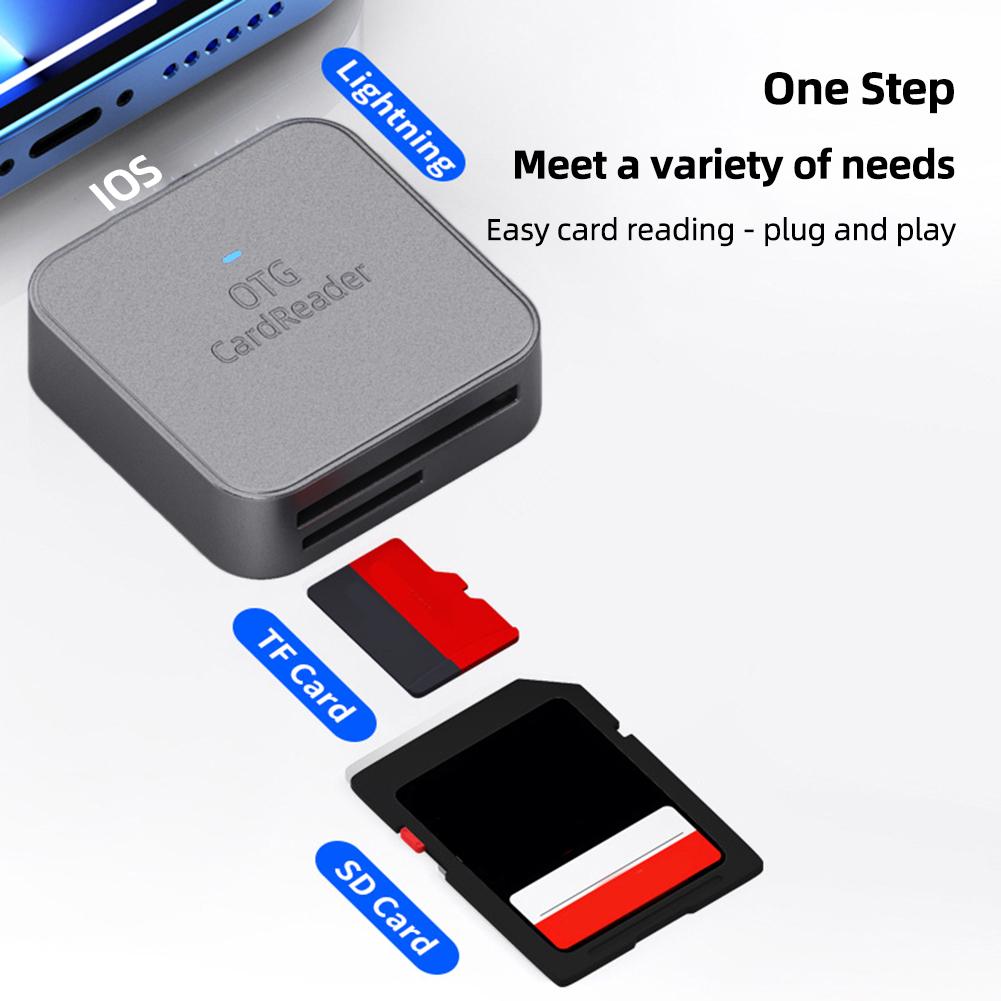 2-in-1 for SD TF Card Reader Plug and Play Mobile Phone External Card Reader Data Converter for iPhone Micro Type-C Phone Tablet