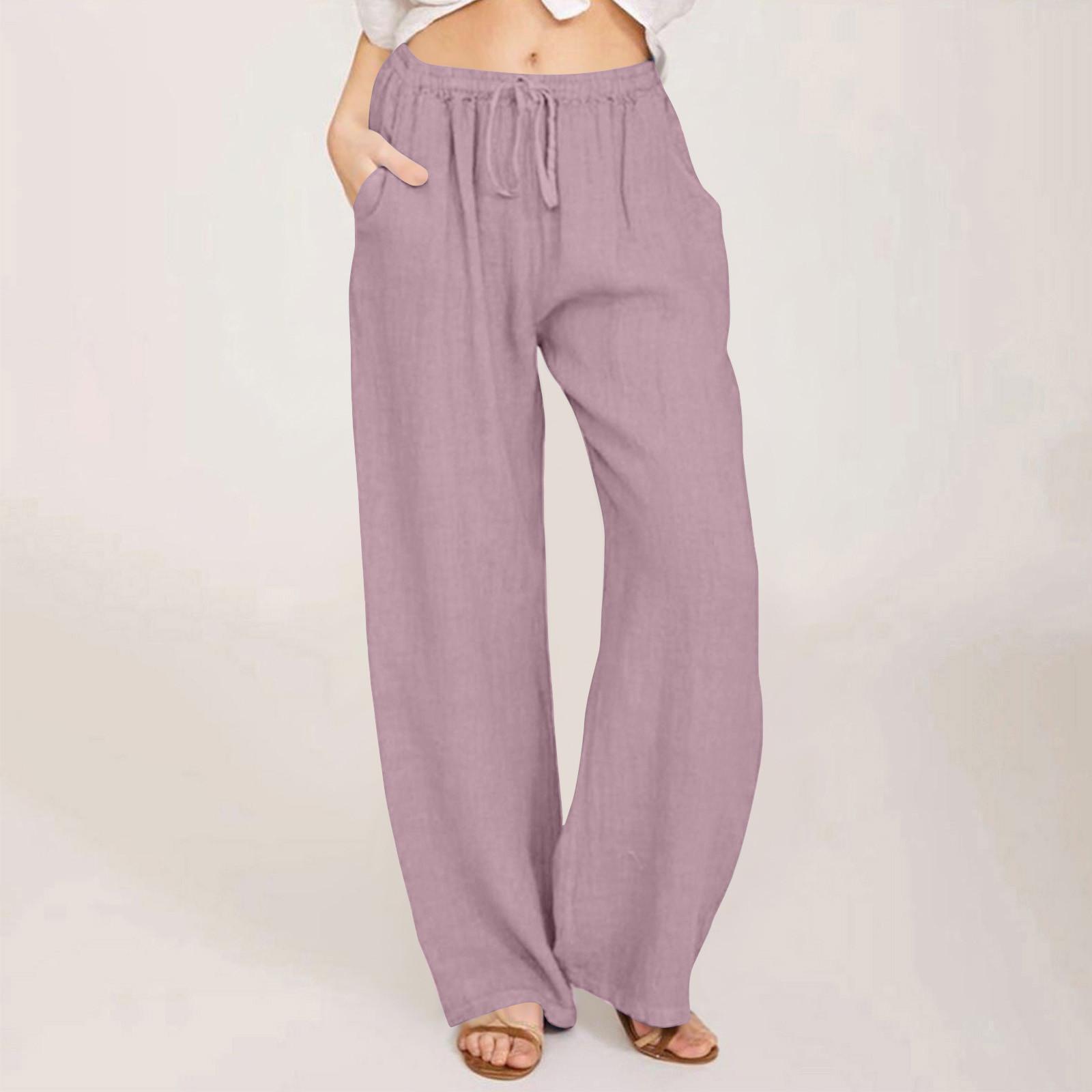 

Модные женские однотонные дышащие повседневные свободные брюки с карманами и прямыми штанинами XXXL розовый