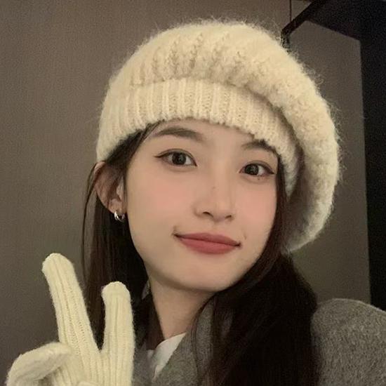 

Женские мохеровые береты, шапки французского художника, зимние теплые шапки из кроличьего меха, однотонные элегантные женские осенние береты в стиле ретро, ​​шапки-береты