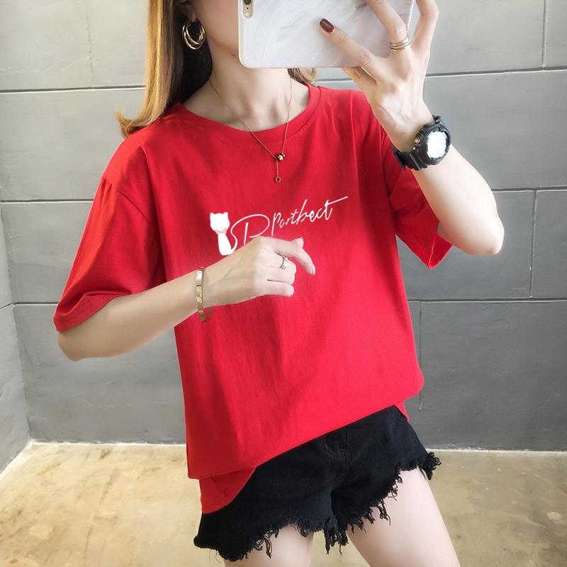 Summer pure cotton Casual loose student T Shirt Women's Y2k Tops Harajuku funny cartoon print Short Sleeve T-shirts Women