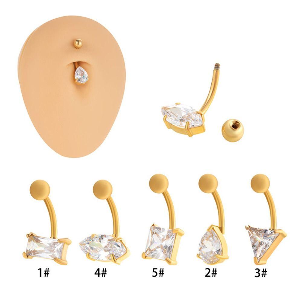 Geometric Navel Piercing Stainless Steel Body Jewelry Elegant Curved Barbell  Daily Wear
