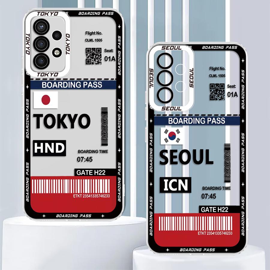 Tokyo Seoul Bordkarte Weiche Handyhülle für Samsung Galaxy A34 A15 A33 A14 A53 A23 A54 A24 A56 A26 A32 A13 A55 A25 A36