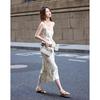 Demana Pearl Luster Acetate Floral Sling Dress