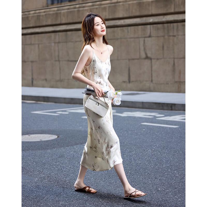 Demana Pearl Luster Acetate Floral Sling Dress